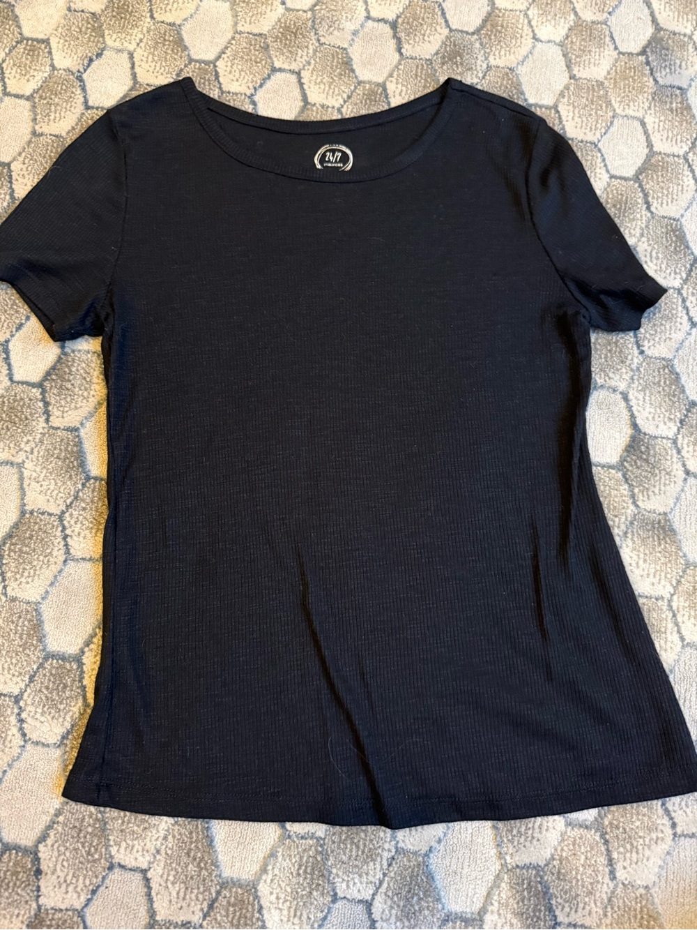 Maurices Black Ribbed Short Sleeve Tee